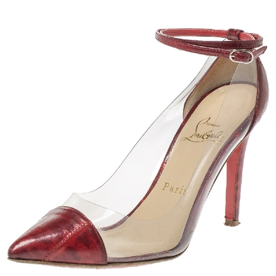 Pre-owned Christian Louboutin Red Leather And Pvc Bis Un Bout Pumps Size 36