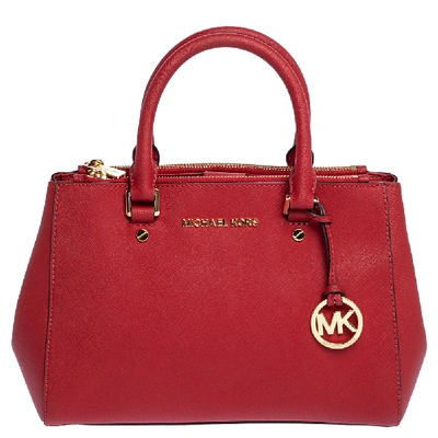 Pre-owned Michael Michael Kors Red Leather Sutton Tote
