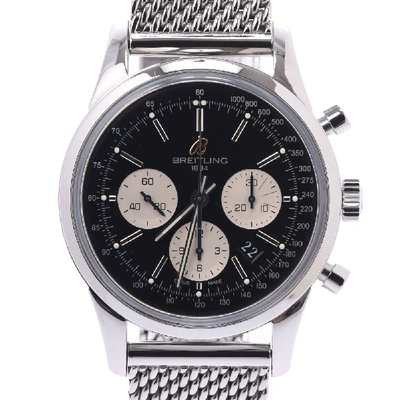 Pre-owned Breitling Black Stainlss Steel Transocean Chronograph Limited 2000 Ab0151 Men's Wristwatch 43 Mm