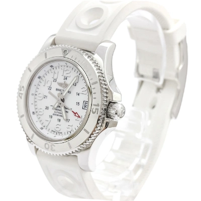 Pre-owned Breitling White Stainless Steel Super Ocean Il Automatic A17312 Women's Wristwatch 36 Mm