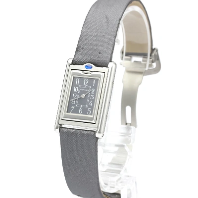 Pre-owned Cartier Grey Stainelss Steel Tank Basculante Reverso Quartz W1016830 Women's Wristwatch 22 Mm
