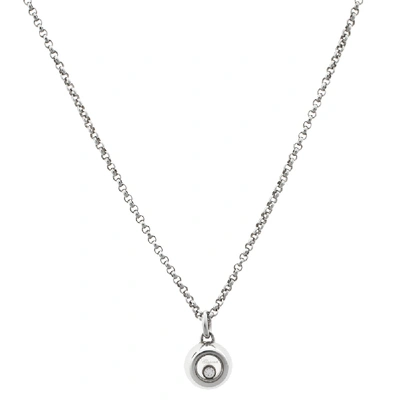 Pre-owned Chopard Happy Diamond Mini Circle 18k White Gold Pendant Necklace