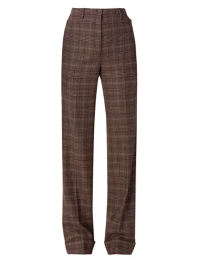 Shop Akris Women's Flore High-waisted Cashmere Check Pants In Camel Plum
