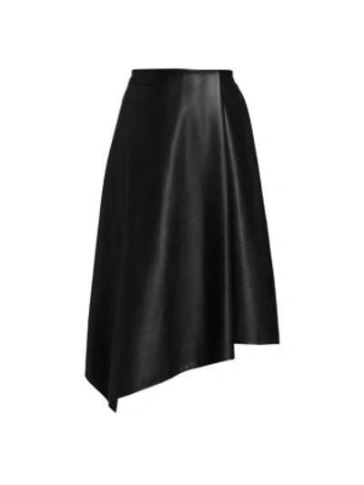 Shop Alice And Olivia Jayla Vegan Leather Asymmetric Skirt In Black