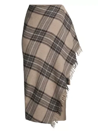 Shop Weekend Max Mara Pigna Virgin Wool Blanket Skirt In Beige