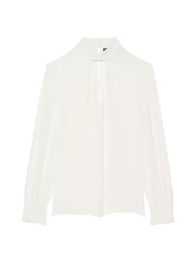 Shop Theory Silk Keyhole Blouse In Ivory