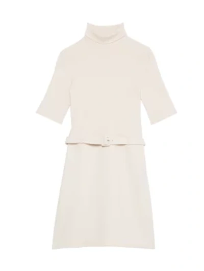 Shop Theory Rib-knit Wool-blend Combo Dress In Canvas