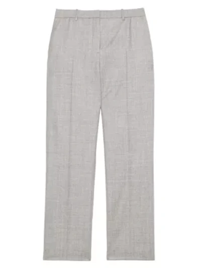 Shop Theory Treeca Flannel Wool Cropped Pants In Light Heather Grey