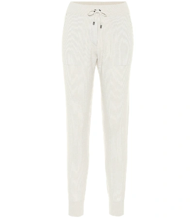 Shop Brunello Cucinelli Ribbed Knit Cashmere Sweatpants In White