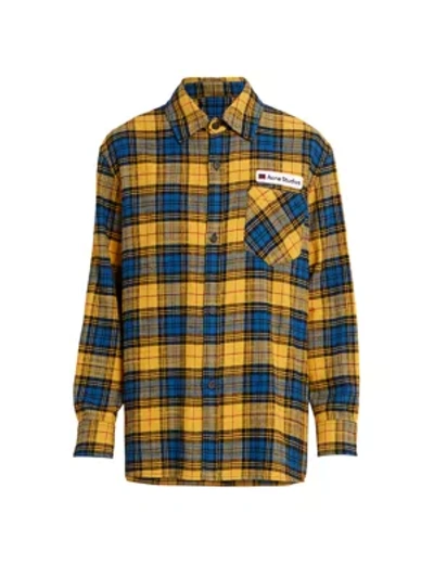 Shop Acne Studios Salak Flannel Shirt In Yellow Black