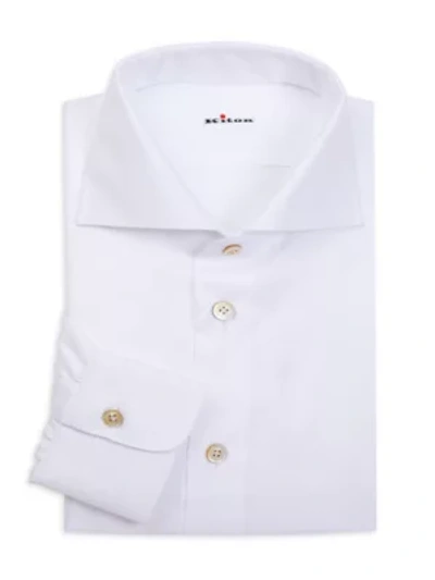 Shop Kiton Contemporary-fit Twill Shirt In White