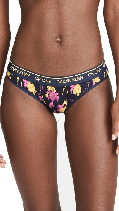 Shop Calvin Klein Underwear One Cotton Bikini Panties In Sweet Rosie Print/shoreline