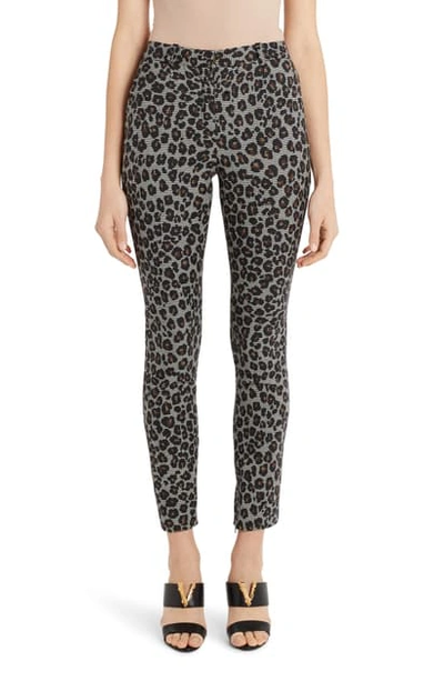 Shop Versace Leopard & Houndstooth Check Stretch Wool Skinny Pants In Speckled Leopard