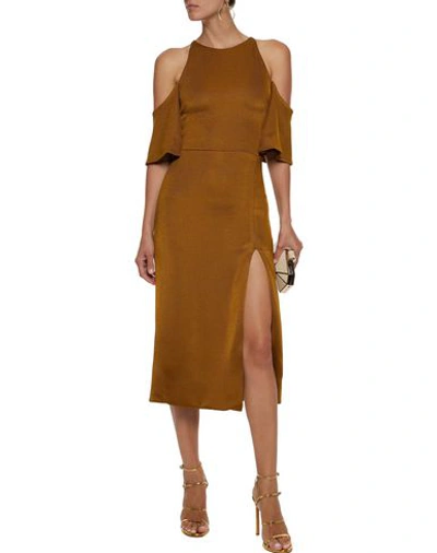 Shop Cushnie Woman Midi Dress Ocher Size 8 Viscose, Polyamide, Elastane In Yellow