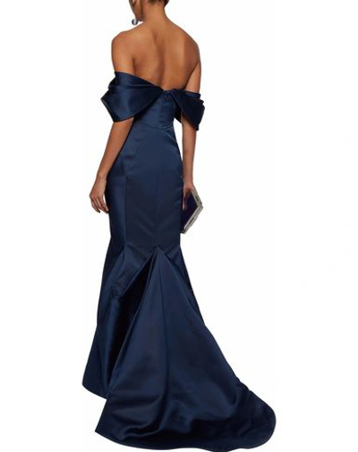 Shop Zac Posen Long Dresses In Dark Blue
