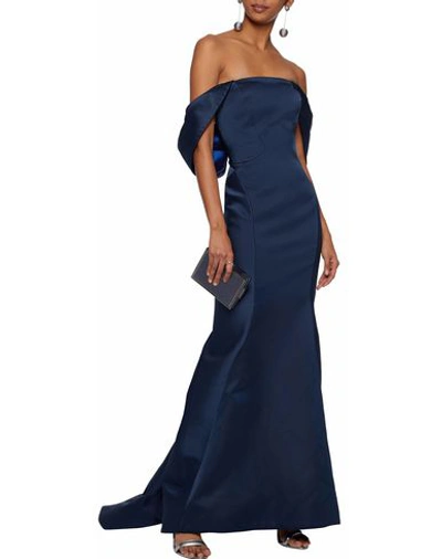 Shop Zac Posen Long Dresses In Dark Blue