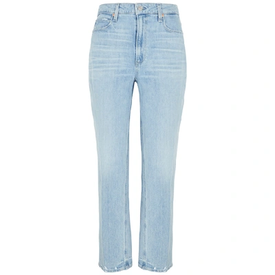 Shop Paige Noella Blue Straight-leg Jeans In Light Blue