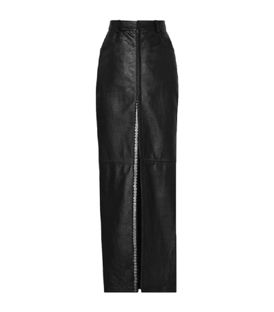 Shop Saint Laurent Leather Maxi Skirt