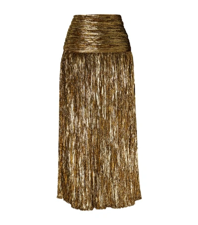 Shop Saint Laurent Crushed Velvet Maxi Skirt