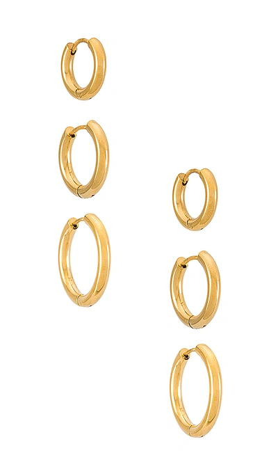 Shop Shashi Triples Hoop Set Of 3 In Gold