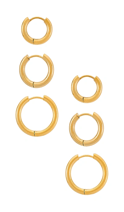 Shop Shashi Triples Hoop Set Of 3 In Gold