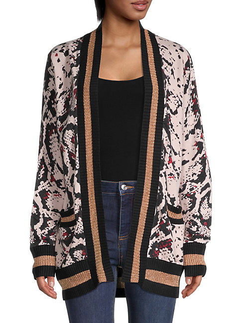 snakeskin print cardigan