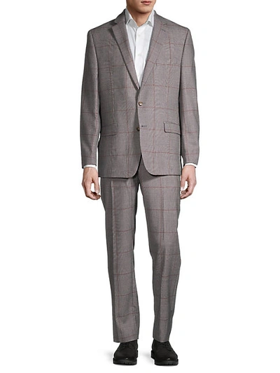 Shop Lauren Ralph Lauren Lofton-fit Windowpane Plaid Wool-blend Suit In Black White