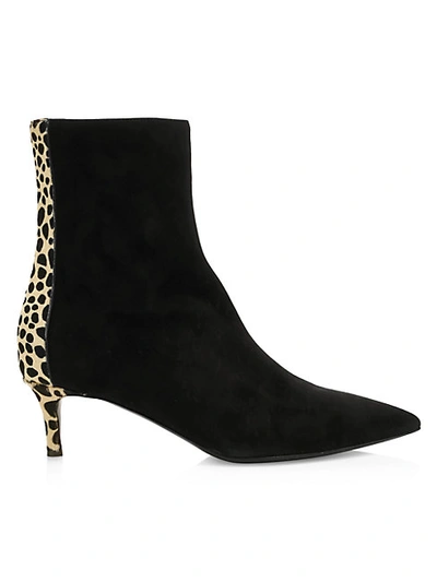 Shop Giuseppe Zanotti Amal Feline Leopard-print Calf Hair & Suede Ankle Boots In Nero