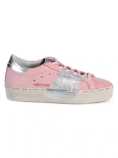 Shop Golden Goose Hi Star Leather Sneakers In Pink