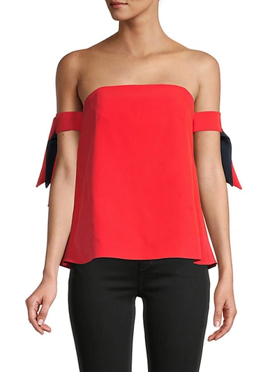 Shop Milly Straight Across-neck Top In Poppy