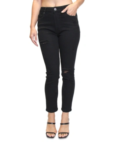 Shop Almost Famous Crave Fame Juniors' Ripped Mom Jean In Black