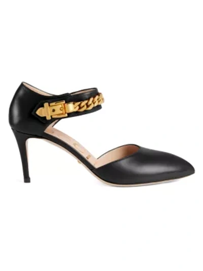 Shop Gucci Sylvie Chain Pumps In Nero