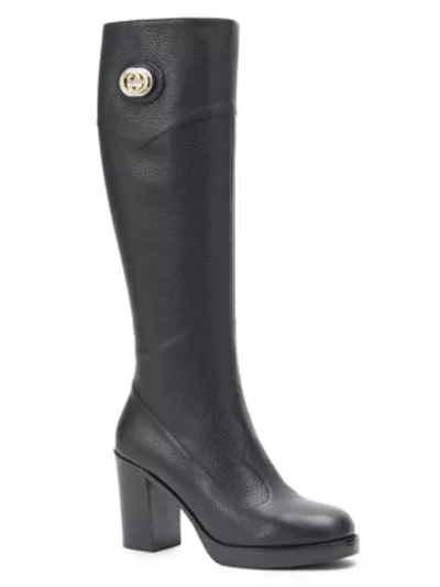 Shop Gucci Gg Logo Rosie Tall Shaft Boots In Nero