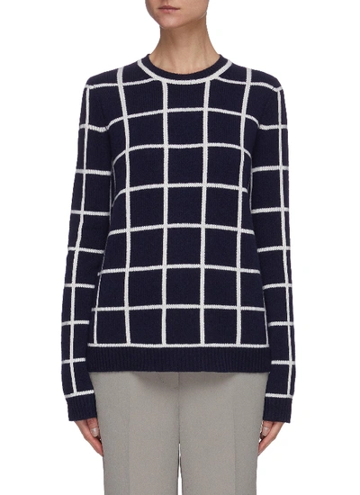 Shop Gabriela Hearst 'derek' Windowpane Check Knit Sweater In Blue