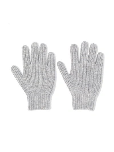 Shop Bonpoint Chunky Knit Gloves In Grey