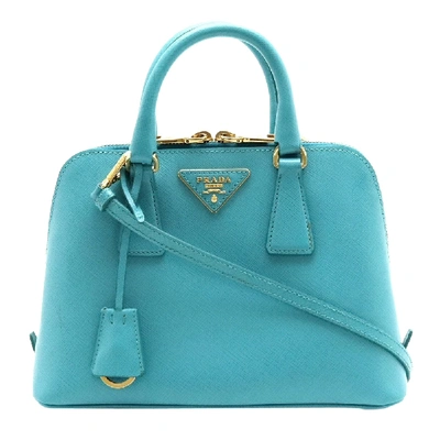 Pre-owned Prada Blue Saffiano Leather Lux Dome Satchel