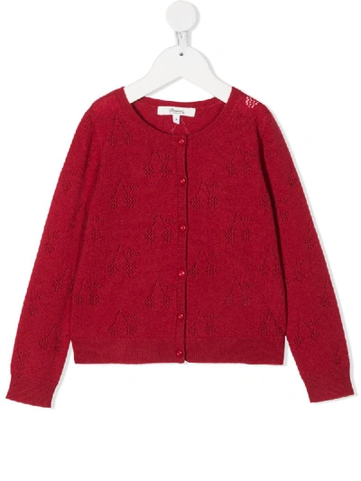 Shop Bonpoint Cherry Pattern Cardigan In Red