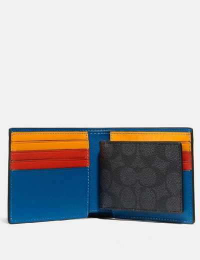 Shop Coach 3-in-1 Wallet In Signature Canvas With  Patch In Charcoal Signature Multi