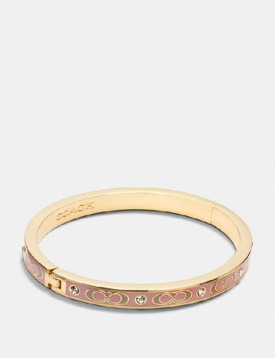 Shop Coach Signature Stone Hinged Bangle - Women's In Gd/dusty Rose