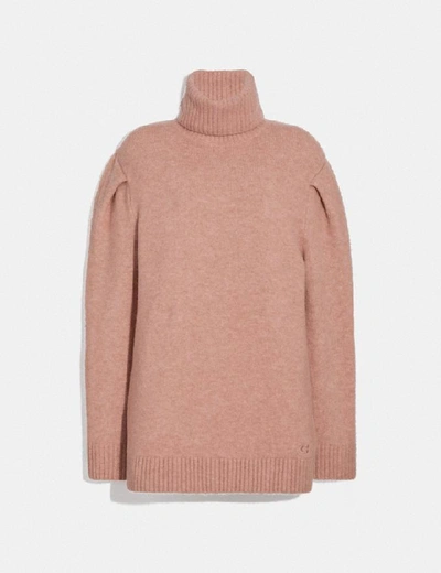 Shop Coach Statement Sleeve Turtleneck - Women's In Dusty Pink