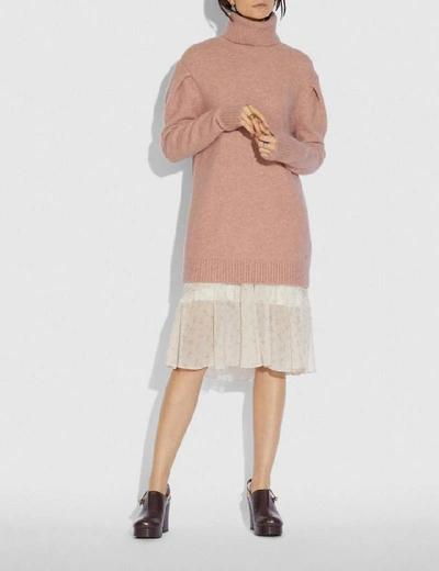 Shop Coach Statement Sleeve Turtleneck - Women's In Dusty Pink