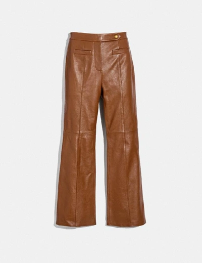 Shop Coach Leather Flare Trousers - Women's In Brindle