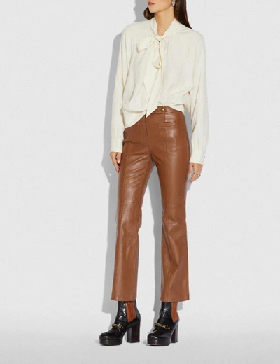 Shop Coach Leather Flare Trousers - Women's In Brindle