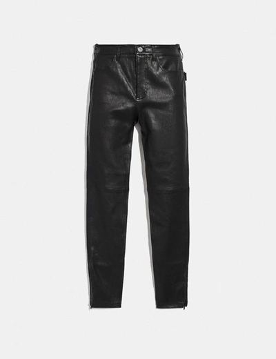 Shop Coach Stretch Leather Pants In Black