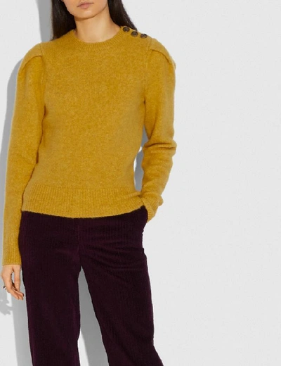 Shop Coach Full Sleeve Crewneck Sweater In Saffron