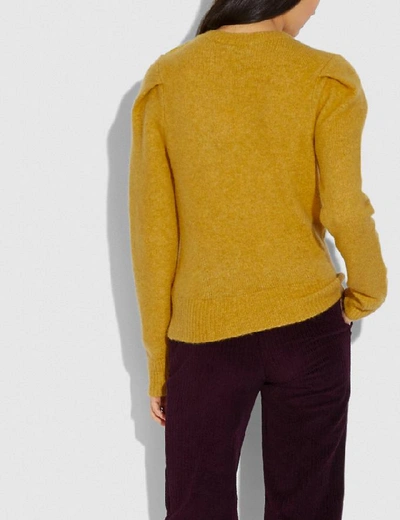 Shop Coach Full Sleeve Crewneck Sweater In Saffron