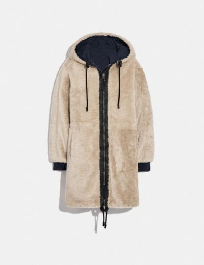 Shop Coach Reversible Shearling Parka - Women's In Navy