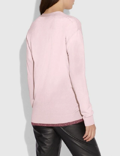 Shop Coach Rexy Patch Cardigan - Women's In Light Pink