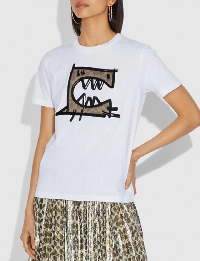 Shop Coach Signature Rexy By Guang Yu T-shirt - Women's In Optic White