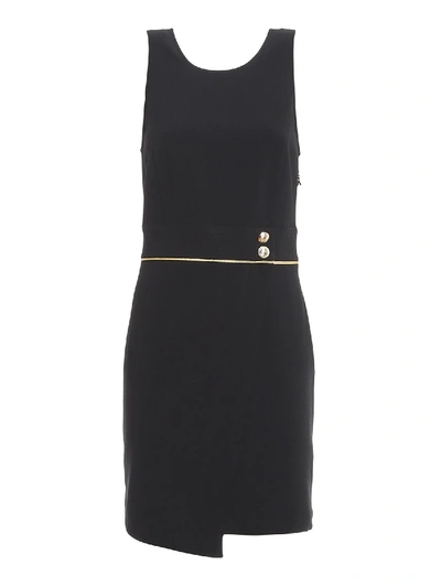 Shop Patrizia Pepe Button Detail Viscose Blend Dress In Black